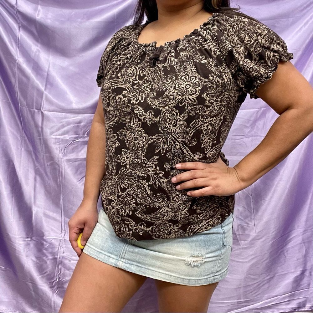 Brown Floral Blouse 